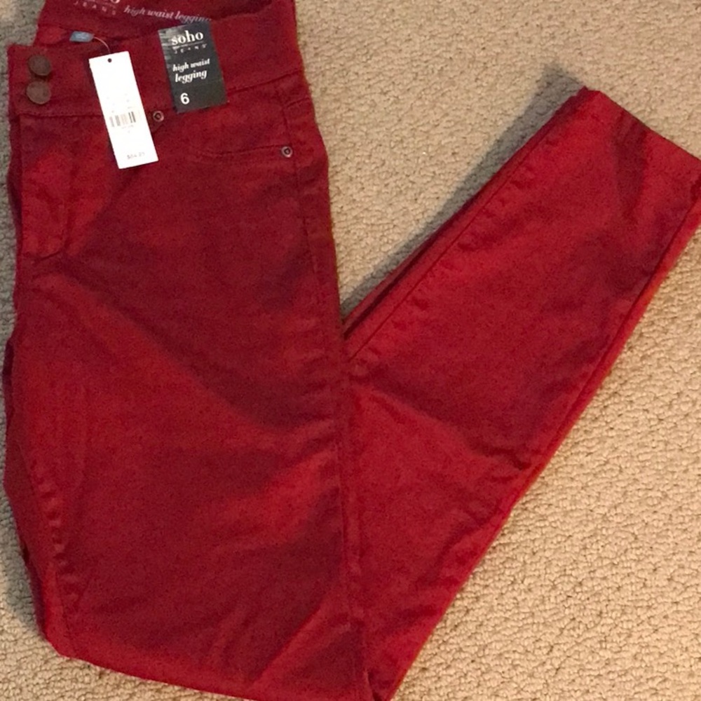 Red skinny jeans